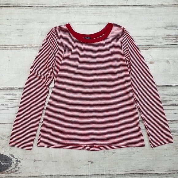 Spendid T-Shirt Long Sleeves Red White Stripes Button Back Size XXL - Picture 7 of 10